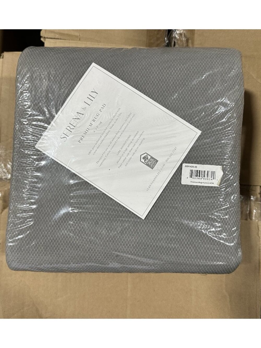 NEW Serena & Lily Premium Rug Pad (4’x6’)-Grey